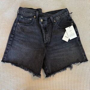 Agolde Black Criss Cross Jean Shorts